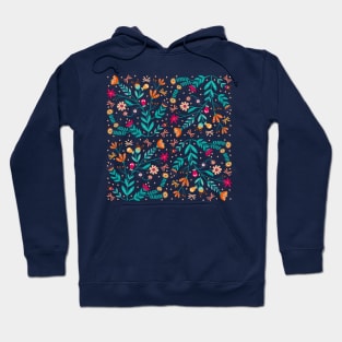 Folk art berries and flowers Hoodie